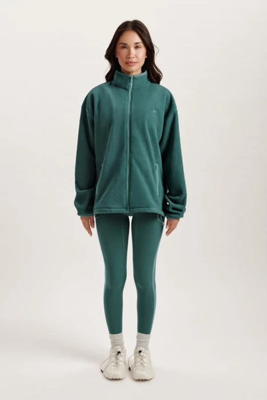 SET ACTIVE Microfleece Full Zip Jacket Sync Teal Size Small Oversized